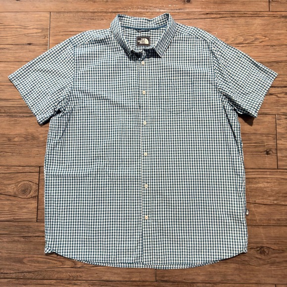 The North Face Other - The North Face Button Down Shirt Gingham Blue White Short Sleeve XXL